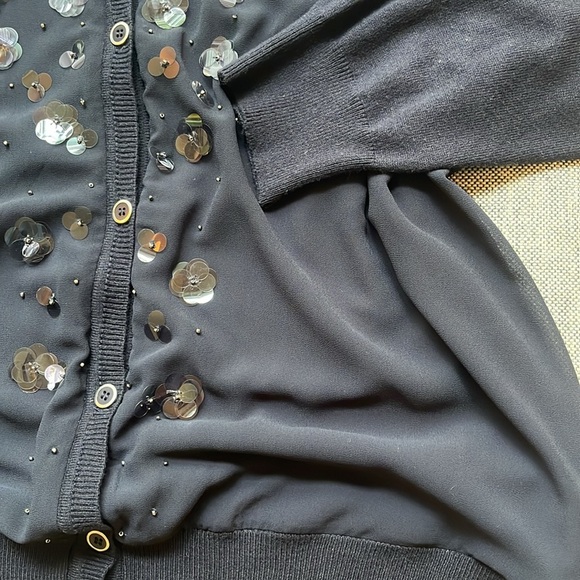 Vintage Floral Paillettes Sequin Cardigan, Size: 1X circa 2008 - Picture 6 of 17